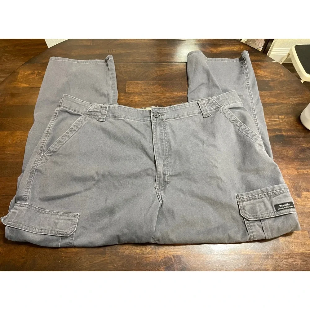 Wrangler Authentics Mens Cargo Pants Charcoal Gray 42x30 Straight Leg 10ZM7ABAH